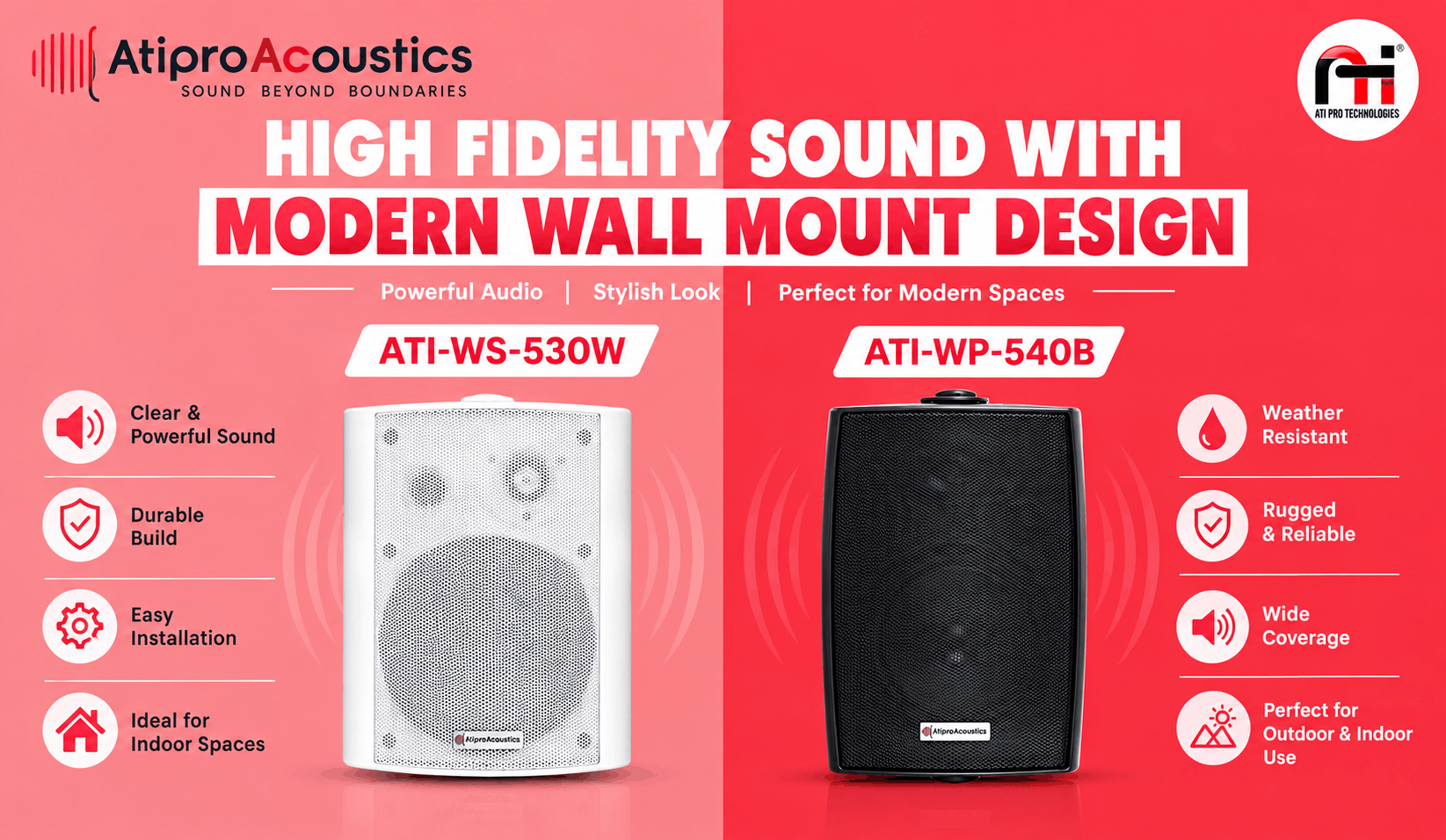 ATI-WS-530W & ATI-WP-540B: High Fidelity Sound with Modern Wall Mount Design